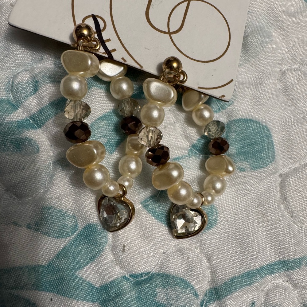Urban Outfitters Elegant Pearl and Crystal Earrings